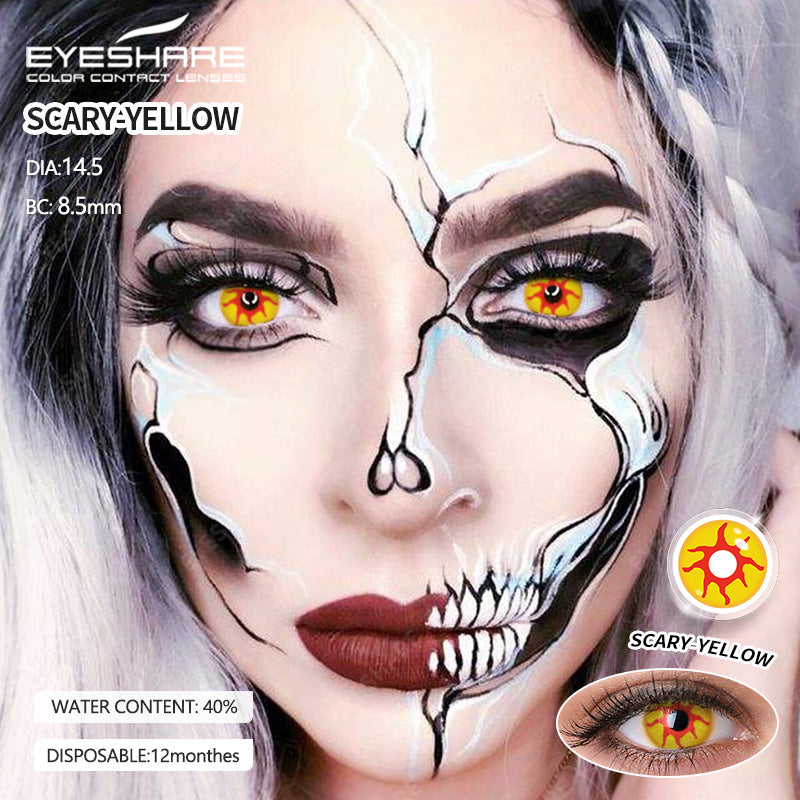 Rynx Cosplay Scary Yellow 14.5mm 1 Pair | 1 Year