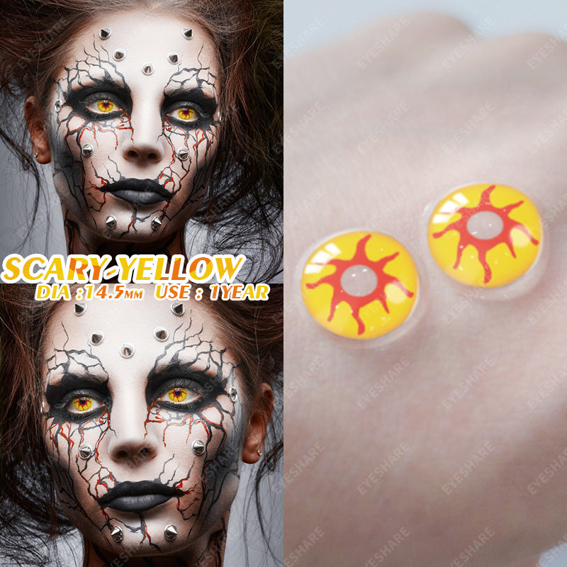 Rynx Cosplay Scary Yellow 14.5mm 1 Pair | 1 Year