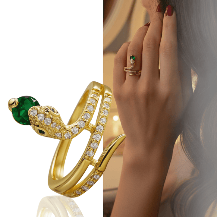 Lisslune | Stainless Steel Snake Ring with Zirconia as a Symbol of Transformation