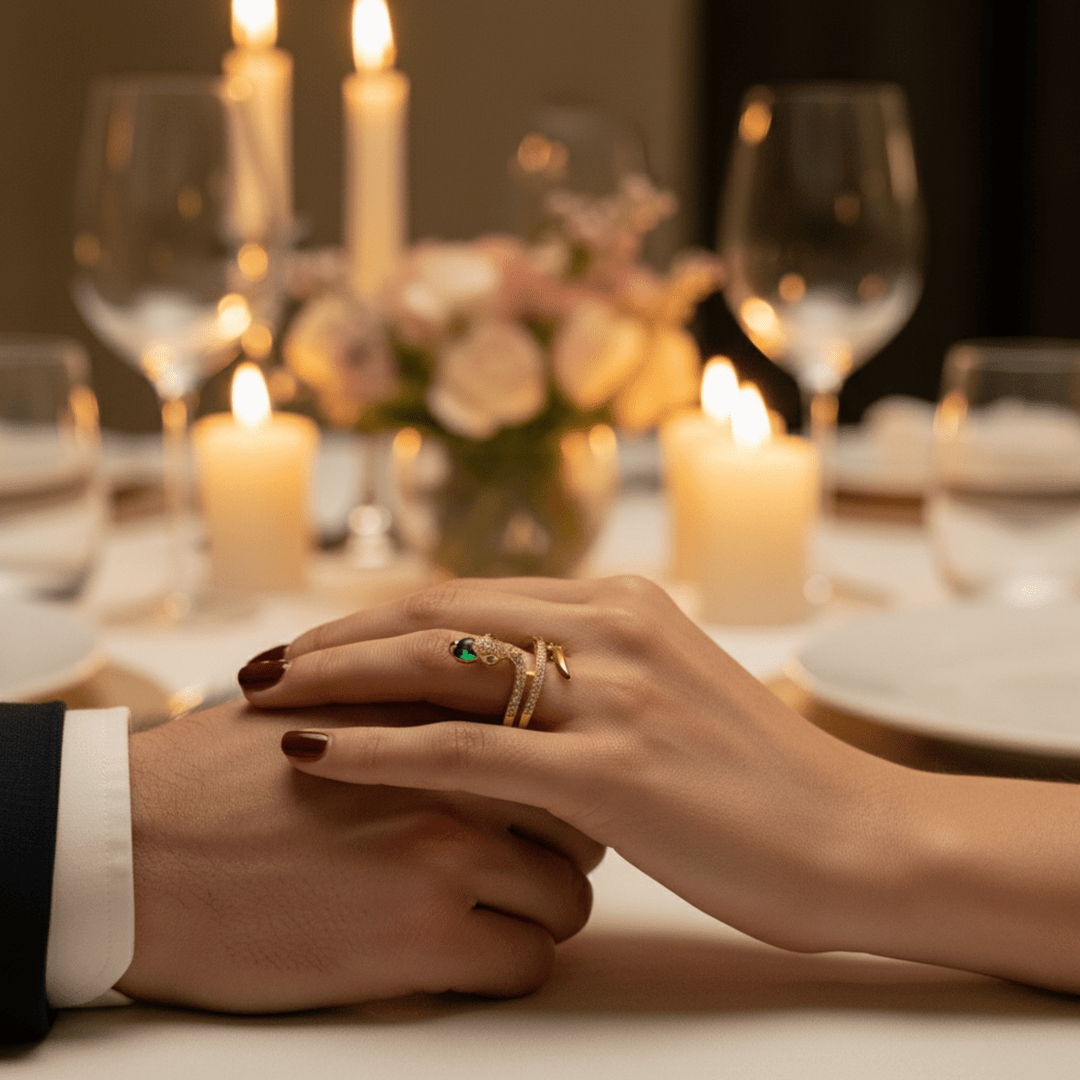 Lisslune | Stainless Steel Snake Ring with Zirconia as a Symbol of Transformation