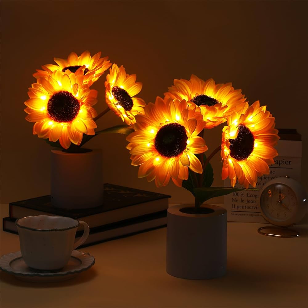 Lisslune | LED Sunflower Table Lamp - Decorative Lighting Fixture for Home Decor & Nightstand Use