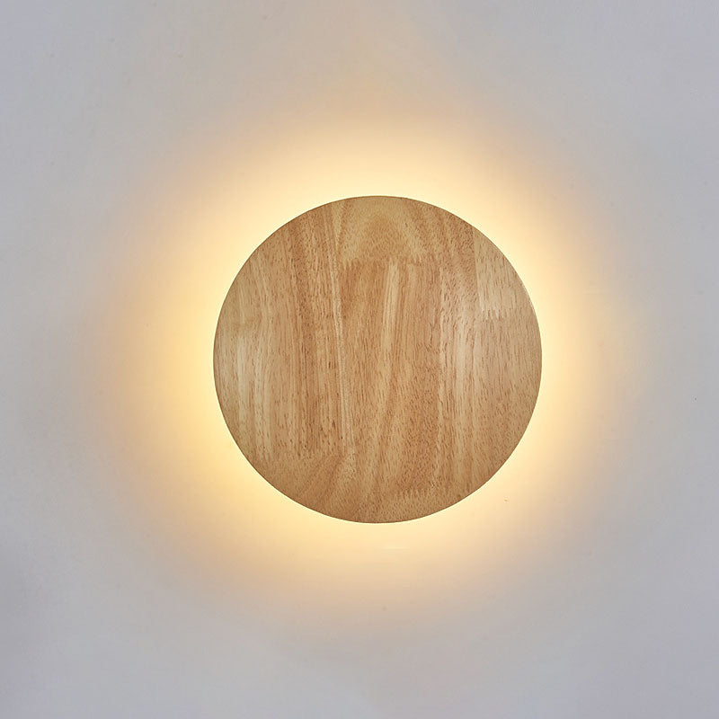 Lisslune | Modern Minimalist Round Irregular Oval Wood LED Wall Light Lamp for Living Room