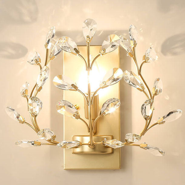 Lisslune | Luminis Wall Light | Luxury Crystal Design | Leaf Motif | 1-Bulb & Modern