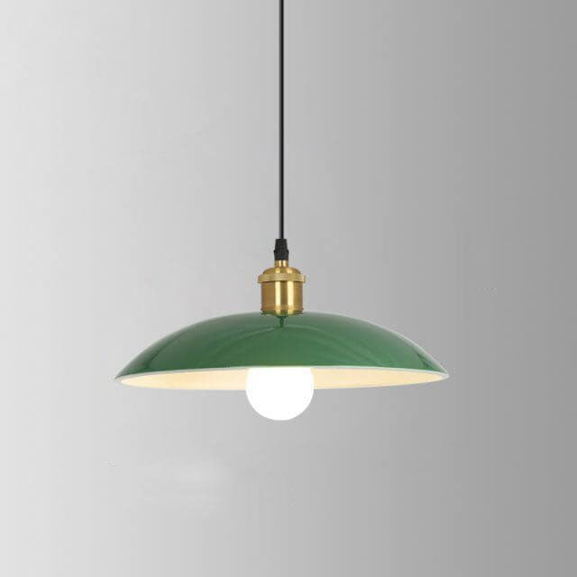 Lisslune | RetroDome Industrial Vintage Pendant Light | Green Iron Dome Design | Single Light | Rustic Ceiling Lighting