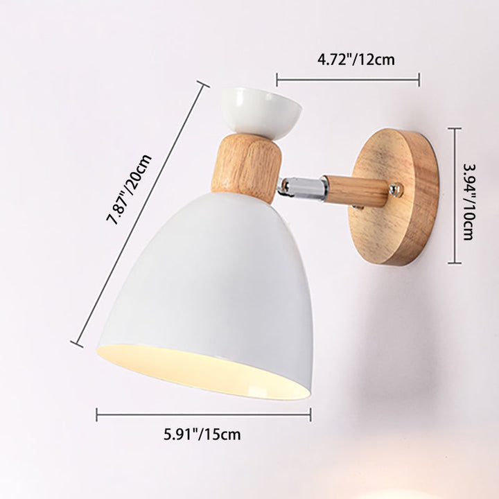 Lisslune | Modern Minimalistic Round Horn Aluminum Wood 1-Light Wall Lamp for Bedroom