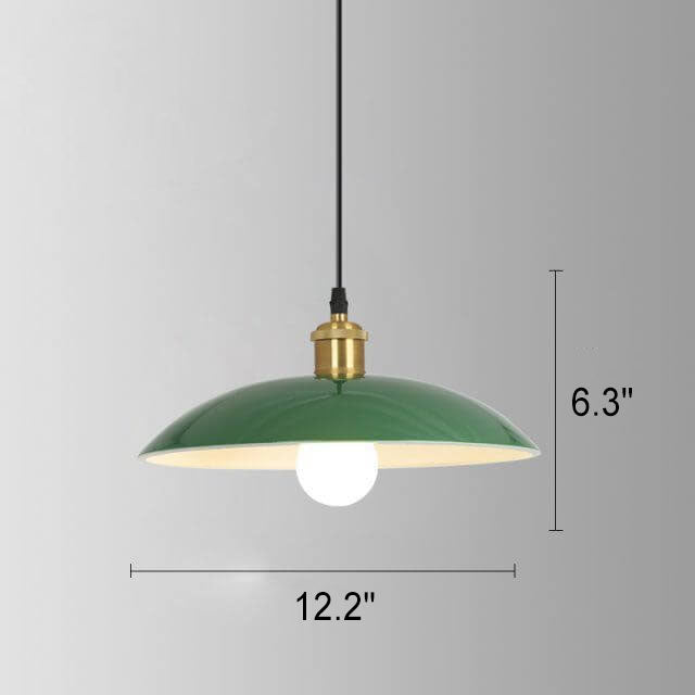 Lisslune | RetroDome Industrial Vintage Pendant Light | Green Iron Dome Design | Single Light | Rustic Ceiling Lighting