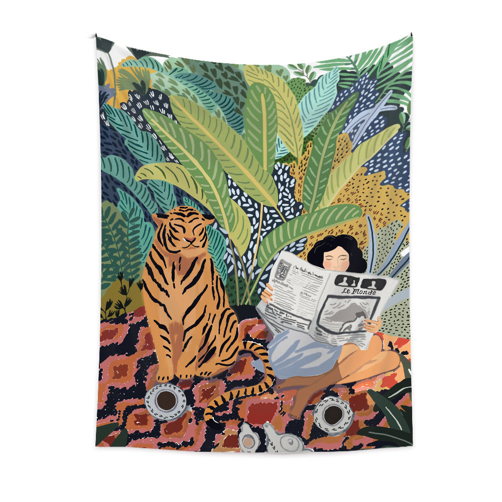 Rynx Jungle Tiger & Girl Wall Tapestry