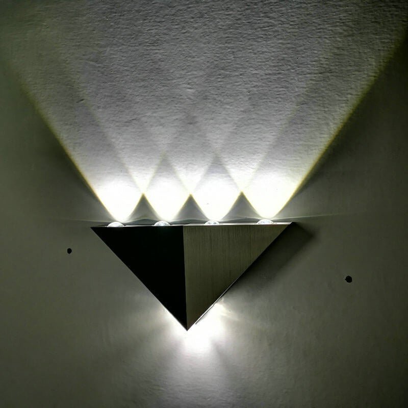 Lisslune | TriLumina Prism LED Wall Light | Creative Pyramid Design | Aluminum & Acrylic | Colored Light Options