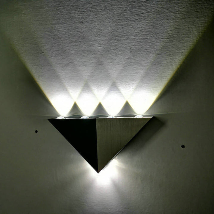Lisslune | TriLumina Prism LED Wall Light | Creative Pyramid Design | Aluminum & Acrylic | Colored Light Options
