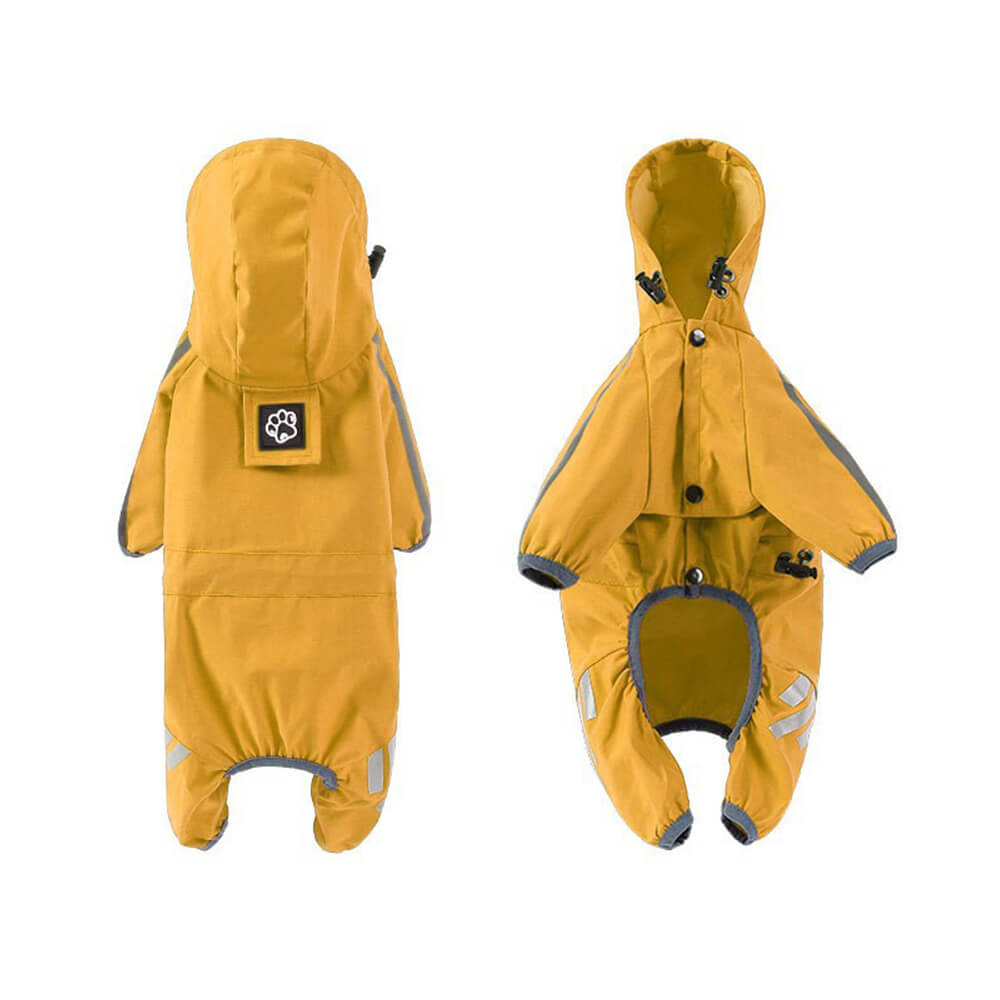 Lisslune | Stylish waterproof adjustable reflective stripe dog rain jacket with hood