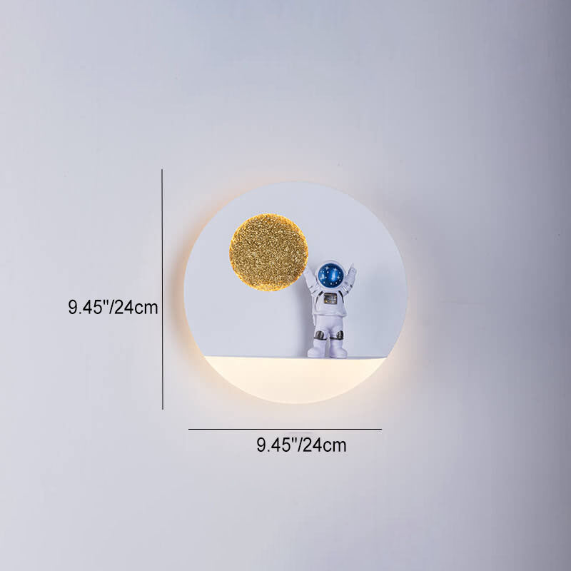 Lisslune | Contemporary Creative Iron Resin Round Astronaut LED Wall Light Lamp for Bedroom