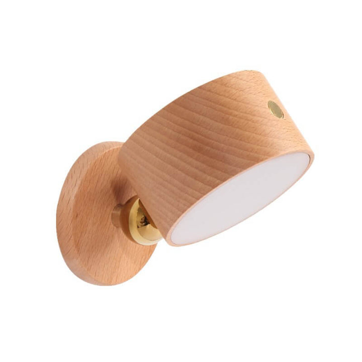 Lisslune | Simple wood USB rechargeable touch magnet LED night light wall sconce lamp