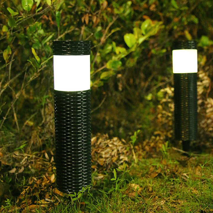 Lisslune | Outdoor Solar Rattan Cylindrical LED Garden Lawn In-ground Landscape Light