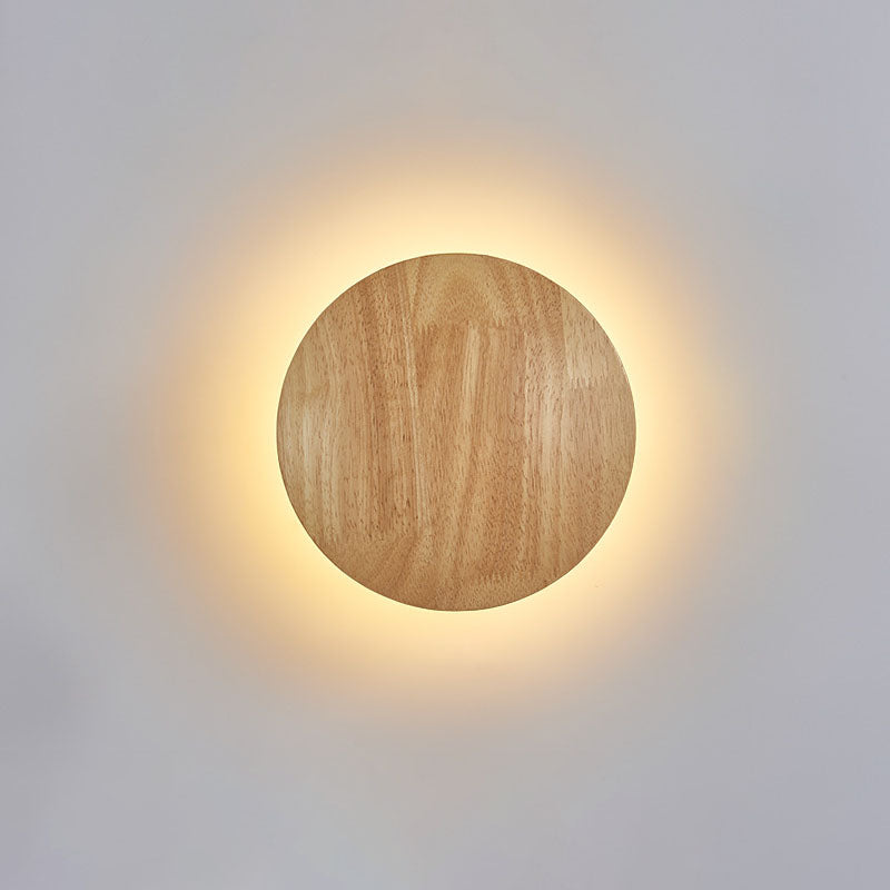 Lisslune | Modern Minimalist Round Irregular Oval Wood LED Wall Light Lamp for Living Room