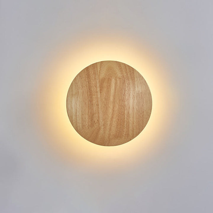 Lisslune | Modern Minimalist Round Irregular Oval Wood LED Wall Light Lamp for Living Room