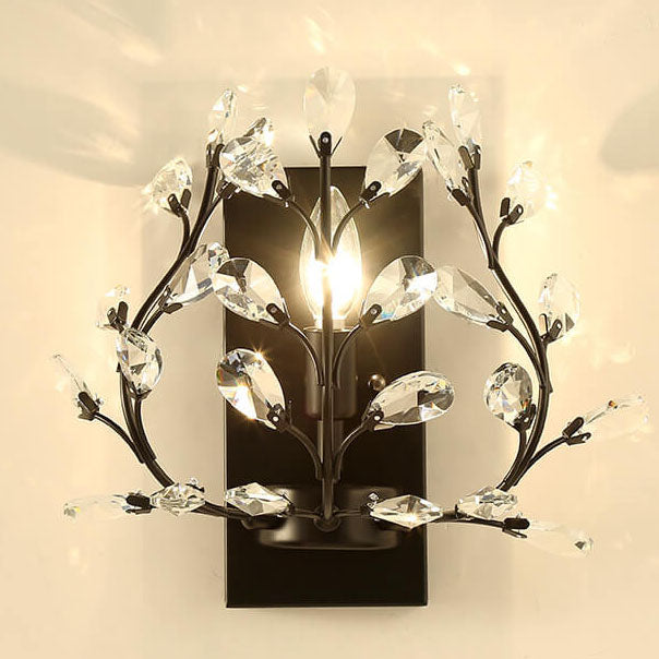 Lisslune | Luminis Wall Light | Luxury Crystal Design | Leaf Motif | 1-Bulb & Modern