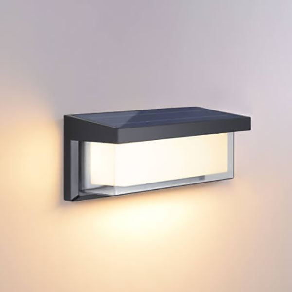 Lisslune | Modern Minimalist Solar Rectangle PC LED Outdoor Wall Light Lamp For Outdoor Patio