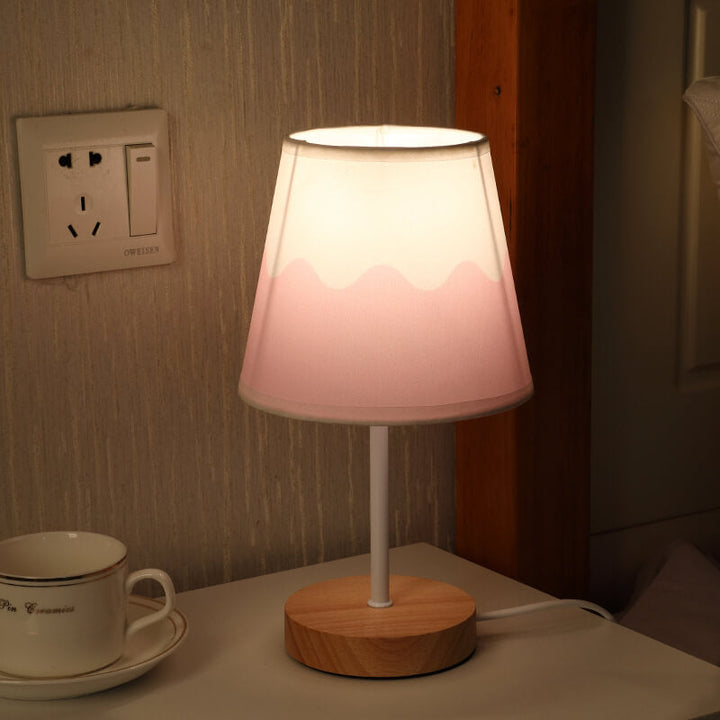 Lisslune | Nordic Vintage Fabric Cone Solid Wood LED Table Lamp