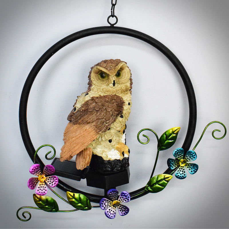 Lisslune | European rustic owl solar waterproof outdoor garden pendant lights