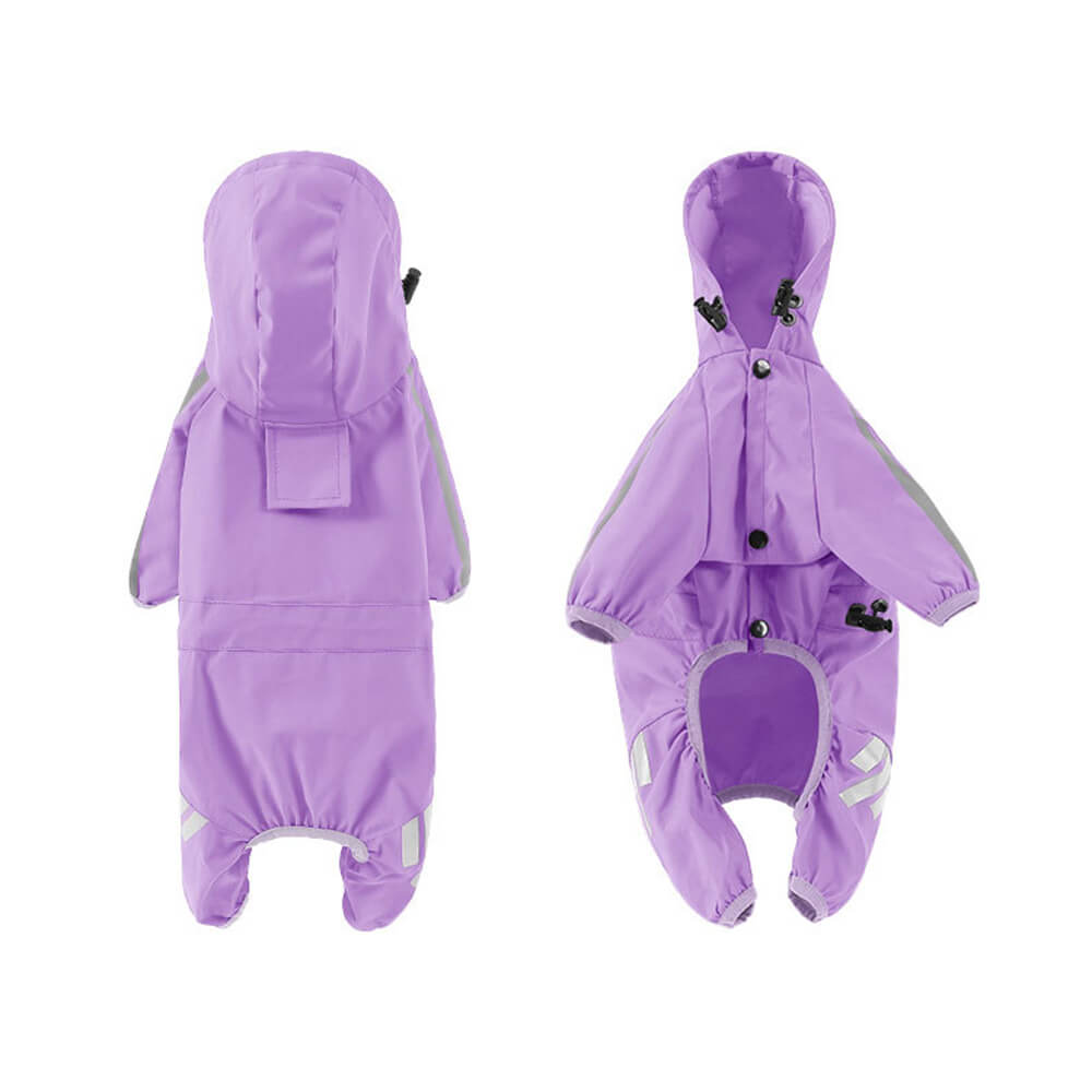 Lisslune | Stylish waterproof adjustable reflective stripe dog rain jacket with hood