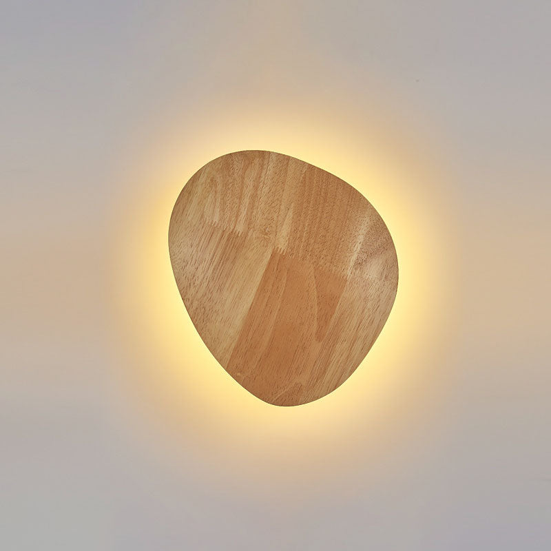 Lisslune | Modern Minimalist Round Irregular Oval Wood LED Wall Light Lamp for Living Room