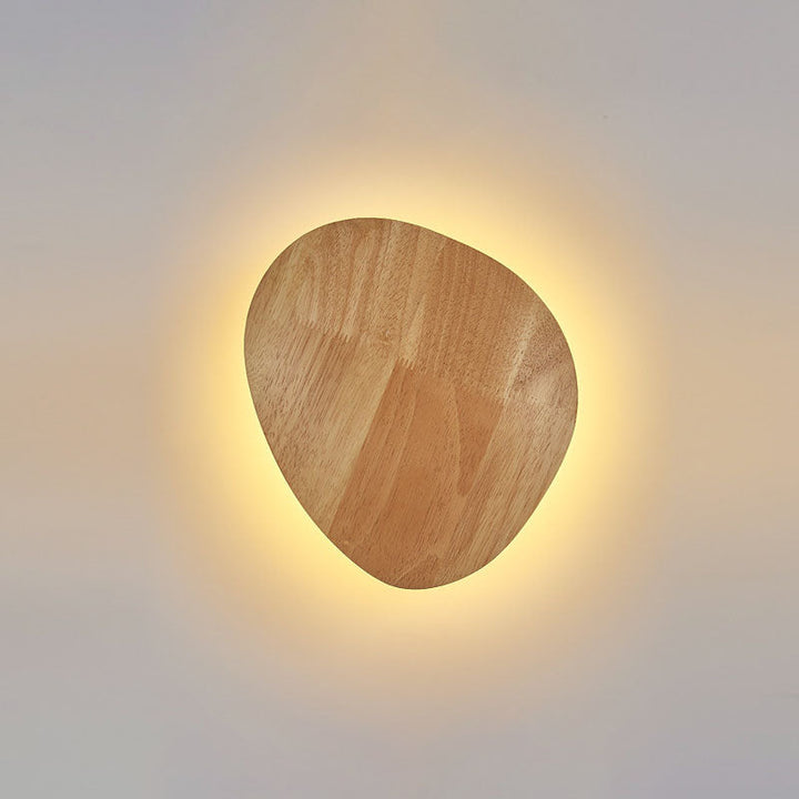 Lisslune | Modern Minimalist Round Irregular Oval Wood LED Wall Light Lamp for Living Room