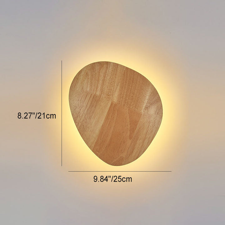 Lisslune | Modern Minimalist Round Irregular Oval Wood LED Wall Light Lamp for Living Room