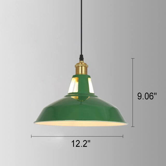 Lisslune | RetroDome Industrial Vintage Pendant Light | Green Iron Dome Design | Single Light | Rustic Ceiling Lighting