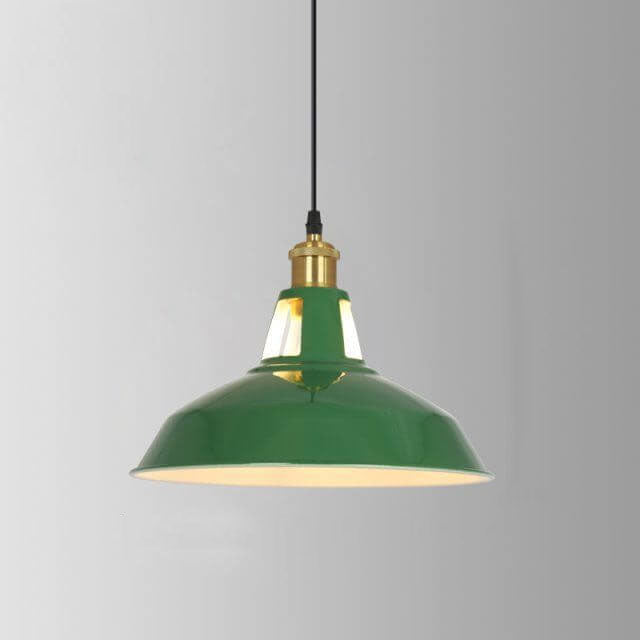 Lisslune | RetroDome Industrial Vintage Pendant Light | Green Iron Dome Design | Single Light | Rustic Ceiling Lighting