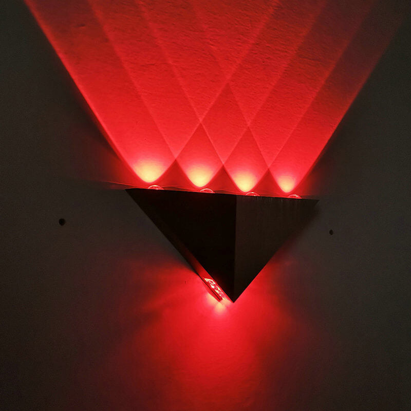Lisslune | TriLumina Prism LED Wall Light | Creative Pyramid Design | Aluminum & Acrylic | Colored Light Options