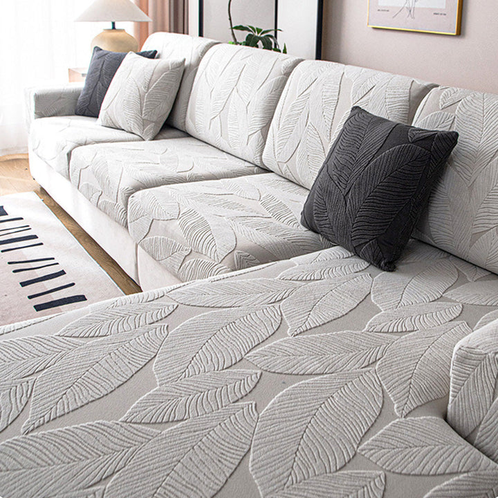 Lisslune | Modern Leaf Jacquard Waterproof Anti-Scratch Stretch Full Cover Sofa Cover