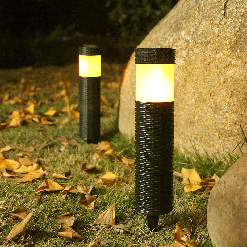 Lisslune | Outdoor Solar Rattan Cylindrical LED Garden Lawn In-ground Landscape Light