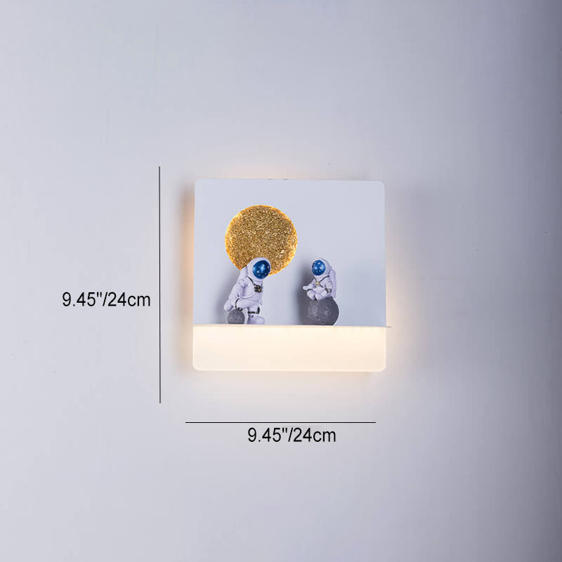 Lisslune | Contemporary Creative Iron Resin Round Astronaut LED Wall Light Lamp for Bedroom