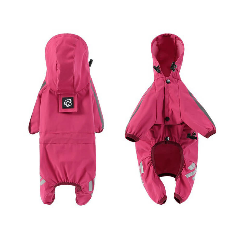 Lisslune | Stylish waterproof adjustable reflective stripe dog rain jacket with hood
