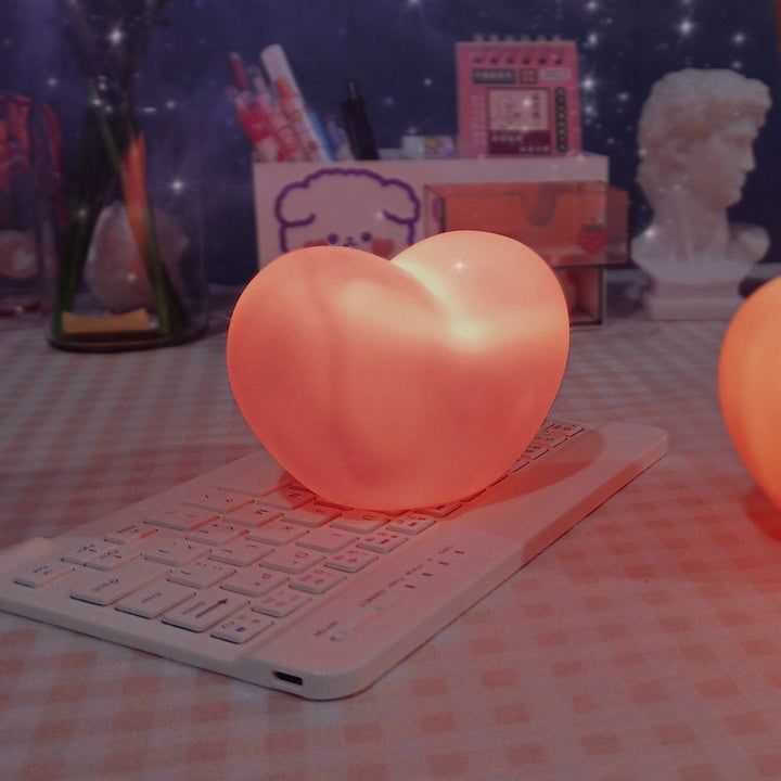 Lisslune | LuvSphere Silicone LED Night Light | Heart-Shaped Design | Table Lamp | Warm Mood Light | Decorative