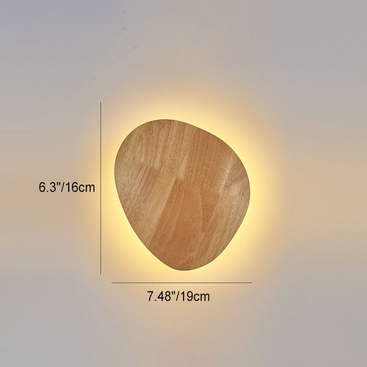 Lisslune | Modern Minimalist Round Irregular Oval Wood LED Wall Light Lamp for Living Room