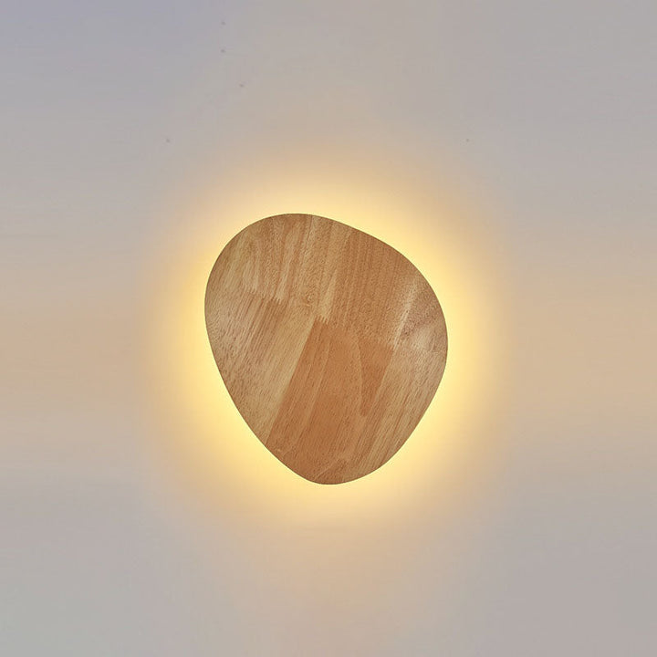 Lisslune | Modern Minimalist Round Irregular Oval Wood LED Wall Light Lamp for Living Room