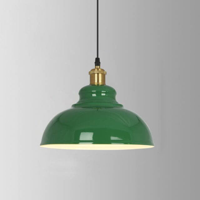 Lisslune | RetroDome Industrial Vintage Pendant Light | Green Iron Dome Design | Single Light | Rustic Ceiling Lighting