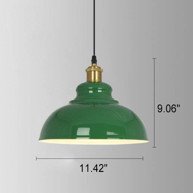 Lisslune | RetroDome Industrial Vintage Pendant Light | Green Iron Dome Design | Single Light | Rustic Ceiling Lighting