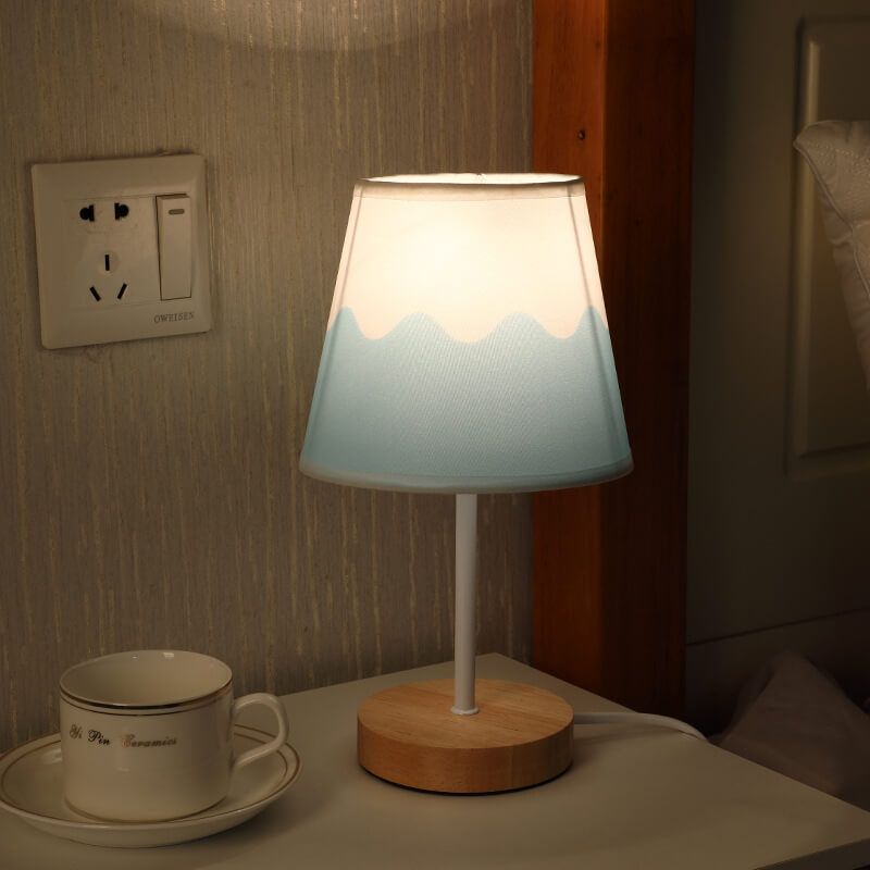 Lisslune | Nordic Vintage Fabric Cone Solid Wood LED Table Lamp