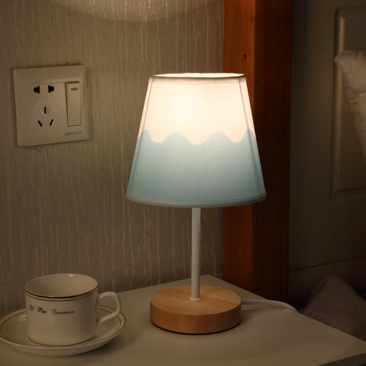 Lisslune | Nordic Vintage Fabric Cone Solid Wood LED Table Lamp