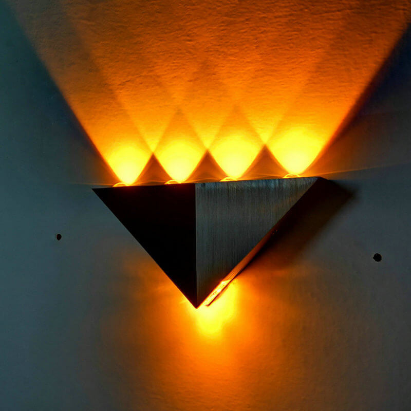 Lisslune | TriLumina Prism LED Wall Light | Creative Pyramid Design | Aluminum & Acrylic | Colored Light Options