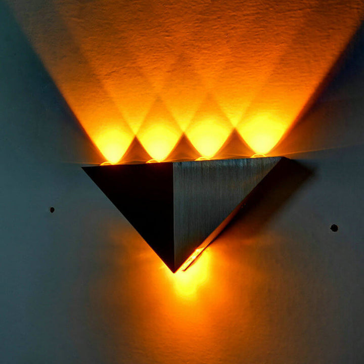 Lisslune | TriLumina Prism LED Wall Light | Creative Pyramid Design | Aluminum & Acrylic | Colored Light Options