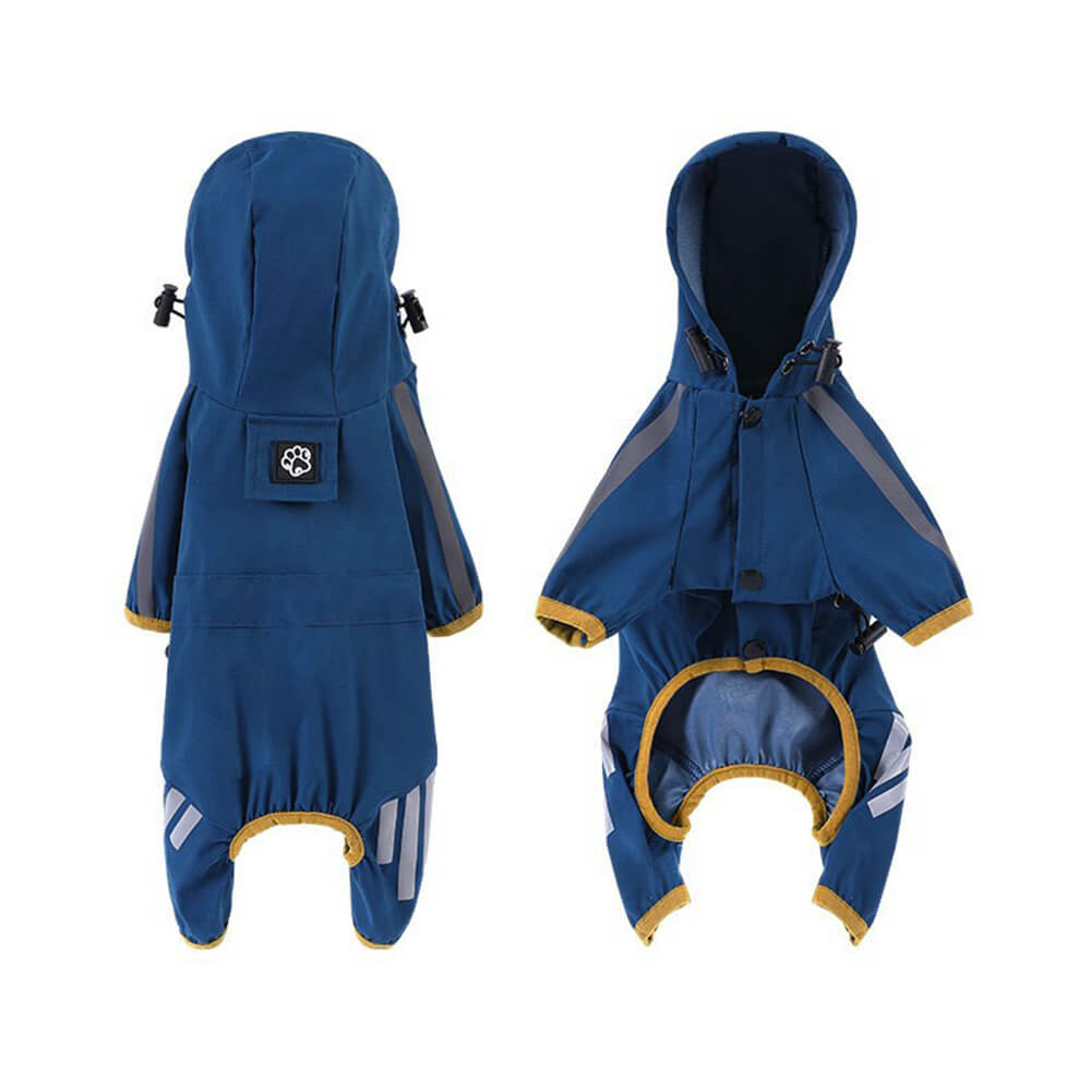 Lisslune | Stylish waterproof adjustable reflective stripe dog rain jacket with hood