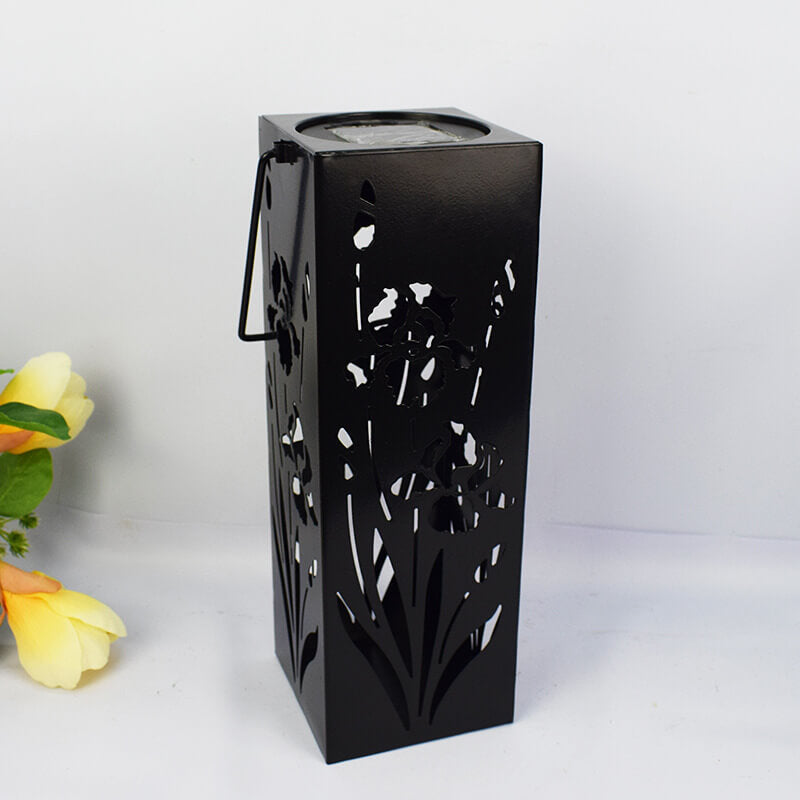 Lisslune | Solar Butterfly Rose Pattern Hollow Column LED Outdoor Waterproof Decorative Lamp