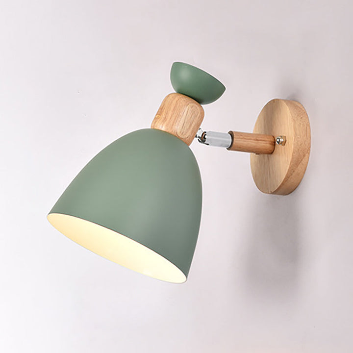 Lisslune | Modern Minimalistic Round Horn Aluminum Wood 1-Light Wall Lamp for Bedroom
