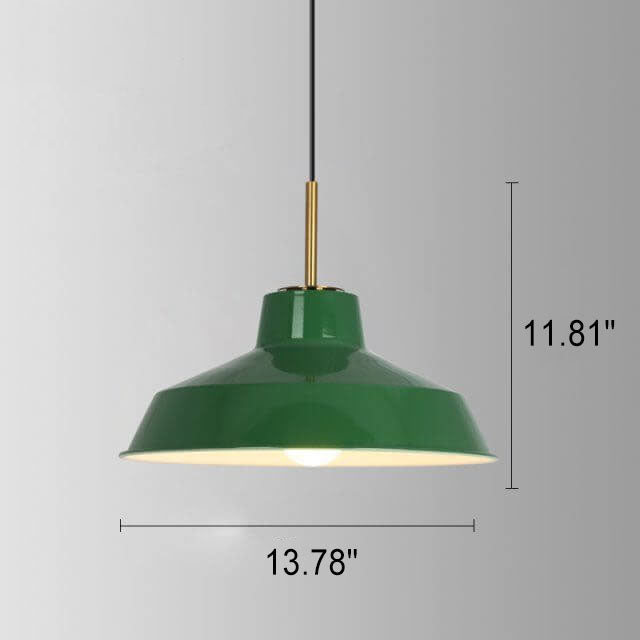 Lisslune | RetroDome Industrial Vintage Pendant Light | Green Iron Dome Design | Single Light | Rustic Ceiling Lighting