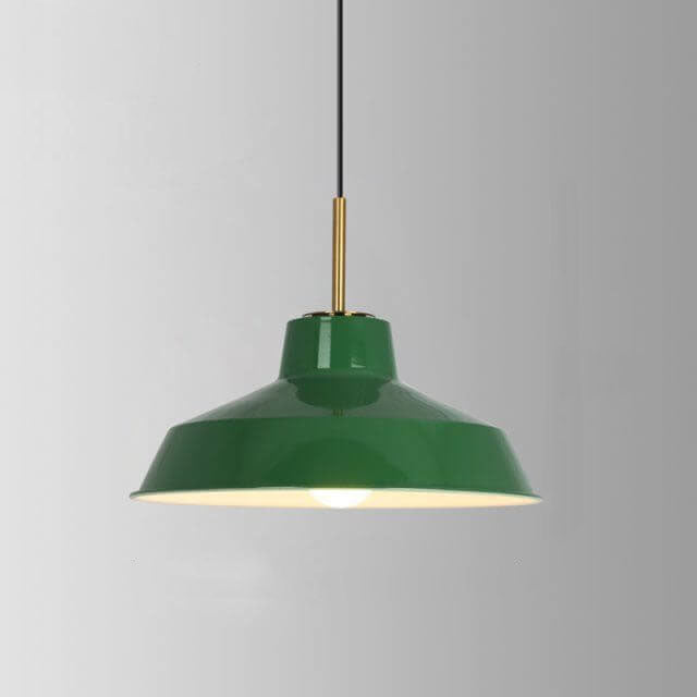 Lisslune | RetroDome Industrial Vintage Pendant Light | Green Iron Dome Design | Single Light | Rustic Ceiling Lighting