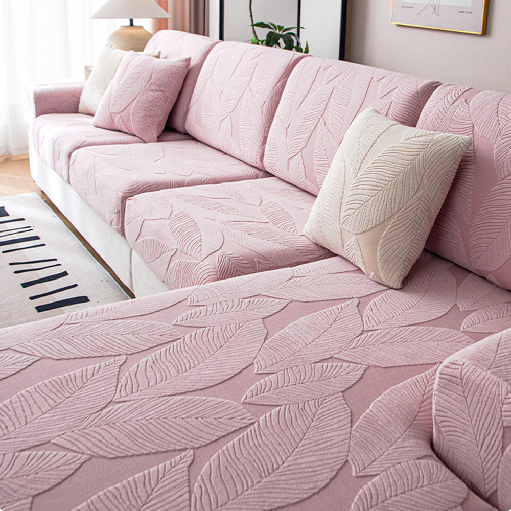 Lisslune | Modern Leaf Jacquard Waterproof Anti-Scratch Stretch Full Cover Sofa Cover