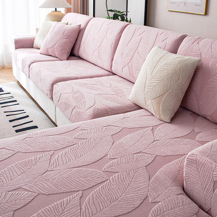 Lisslune | Modern Leaf Jacquard Waterproof Anti-Scratch Stretch Full Cover Sofa Cover